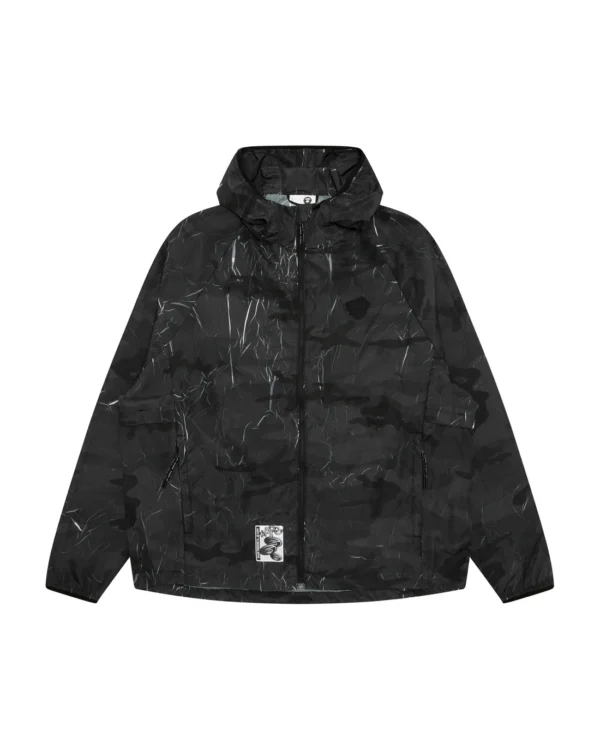 AAPE 做舊褶皺效果迷彩連帽薄夾克外套